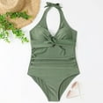 thumbnail image 5 of Cathalem Swimsuit Mock Neck Zipper Short Sleeve Bathing Suit,AG S, 5 of 5
