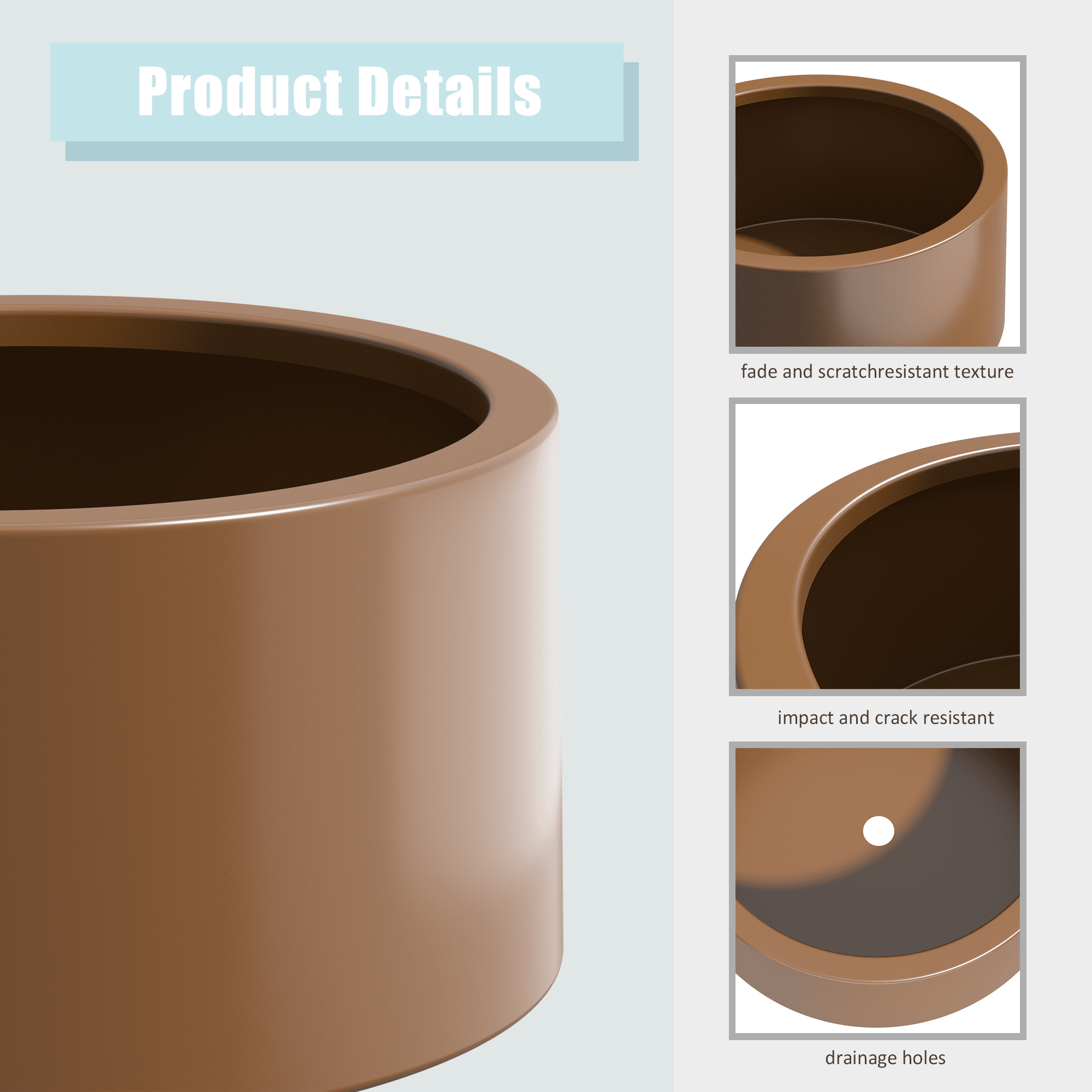 MAYEERTY 16*20" Outdoor Plant Pot, Heavy Duty Metal Rustproof Planters, Planter Box for Vegetables & Flowers, Brown
