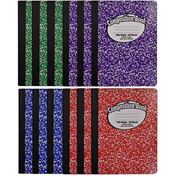 Composition Book Notebook Hardcover, Wide Ruled (11/32inch), 100