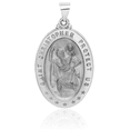 thumbnail image 5 of 14K Solid White Gold Saint Christopher Medal Patron of Travelers Athletes Protection Necklace Christian Religious Chain Pendant Faith Charm, 5 of 13