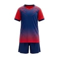 thumbnail image 2 of Avtoify Summer Girls Short Sleeve Round-Neck Shirts Dry Breathable Short Sleeve Top Matching Shorts 2 Piece Unisex Soccer Outfit for Kids Aged 5-14 Daily Attire, 2 of 9