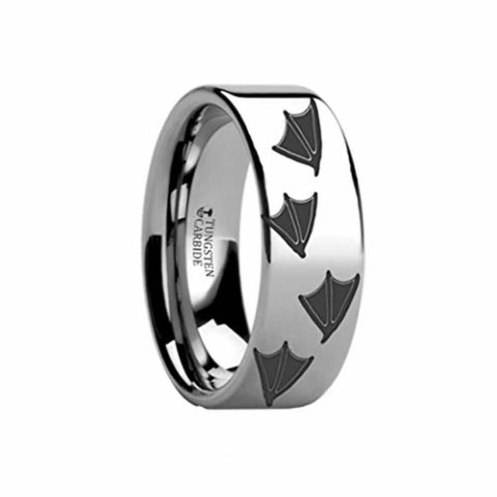 Thorsten Duck Foot Print Animal Duck Print Ring Flat Tungsten 10mm Wide Wedding Band from Roy Rose Jewelry