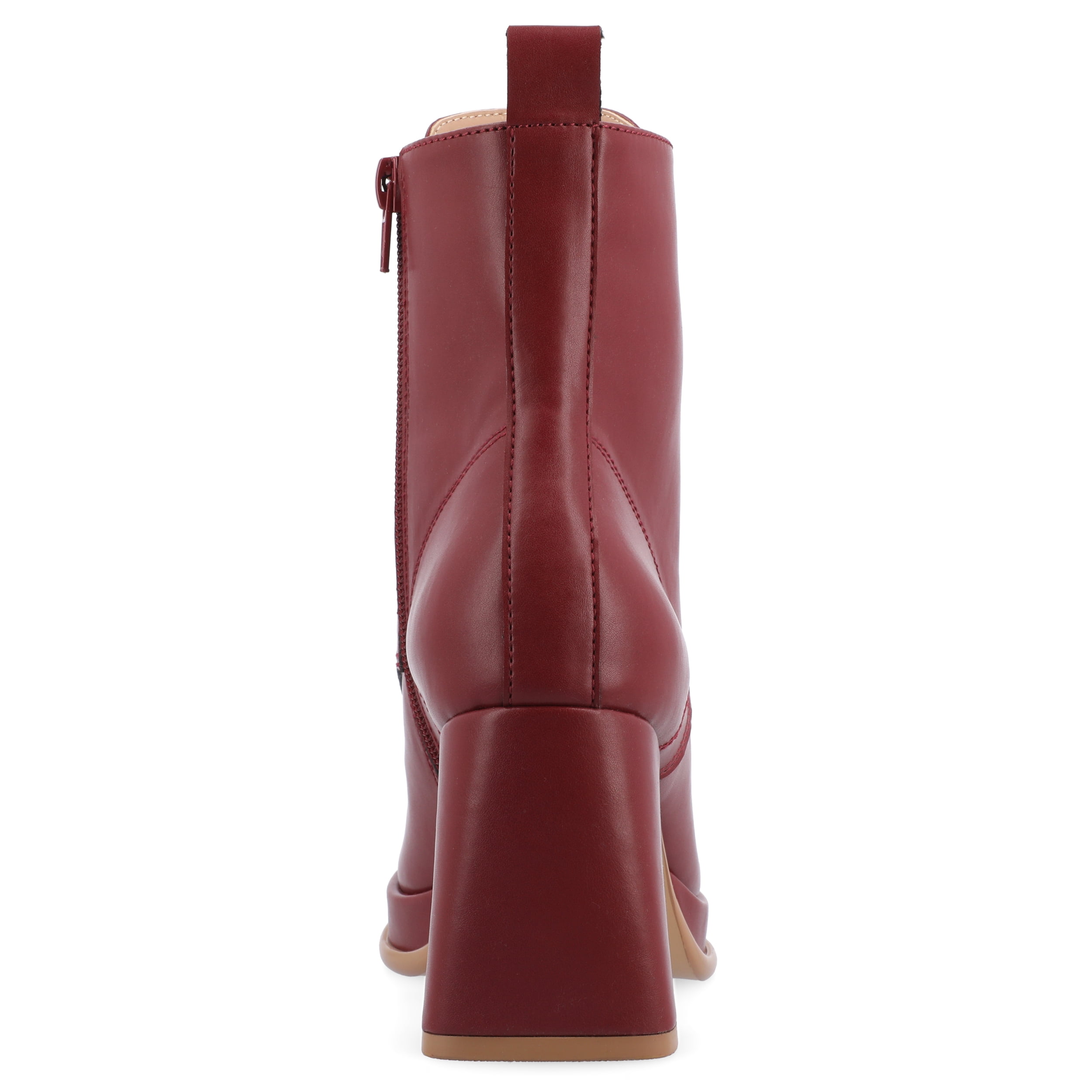 Journee Womens Kalindi Lace Up and Zip Entry Square Toe Booties, Widths Available