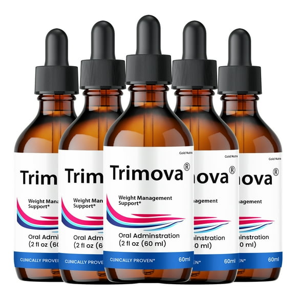 Trimova Drops, Trimova Liquid Supplement for Overall Wellness & Energy, All Natural Formula (5 Pack)