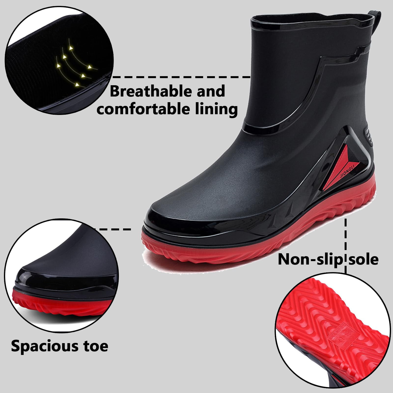 AUXDIQ Men Rain Boots Outdoor Garden Boots Waterproof Ankle Rain Shoes