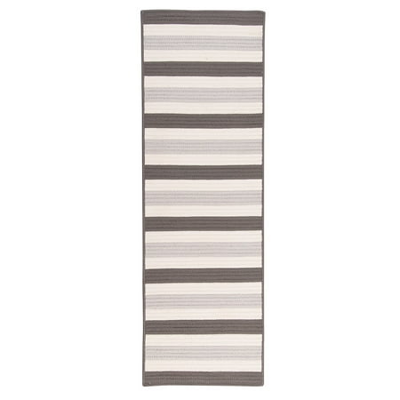Colonial Mills 2' x 10' Silver Gray and White Rectangular Braided Runner Rug