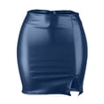 thumbnail image 5 of Baqcunre Dresses for Women 2024 Women's Pu Skirt New Zipper Hip Skirt Asymmetrical Slit Leather Skirt Skirt Summer Dresses for Women 2024 Spring Dresses for Women 2024 Spring Dresses Navy L, 5 of 5