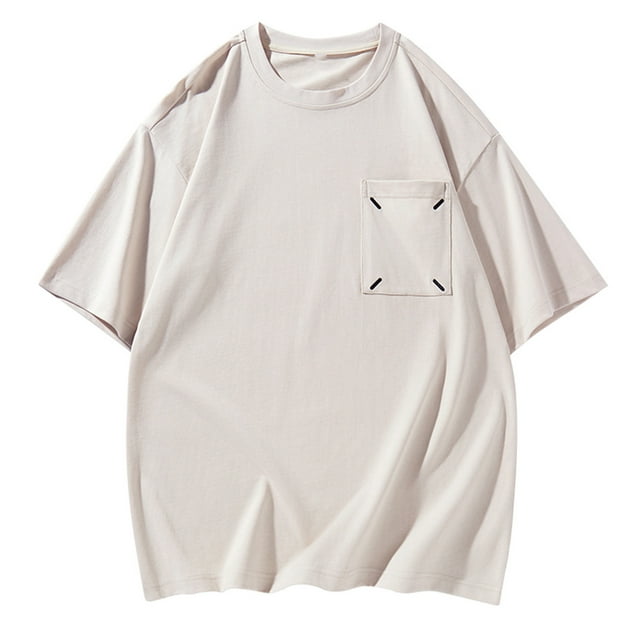 FAIWAD Mens Casual Tops Short Sleeve Round Neck Solid Color T Shirts Loose Blouse Basic Summer Tunic Tees