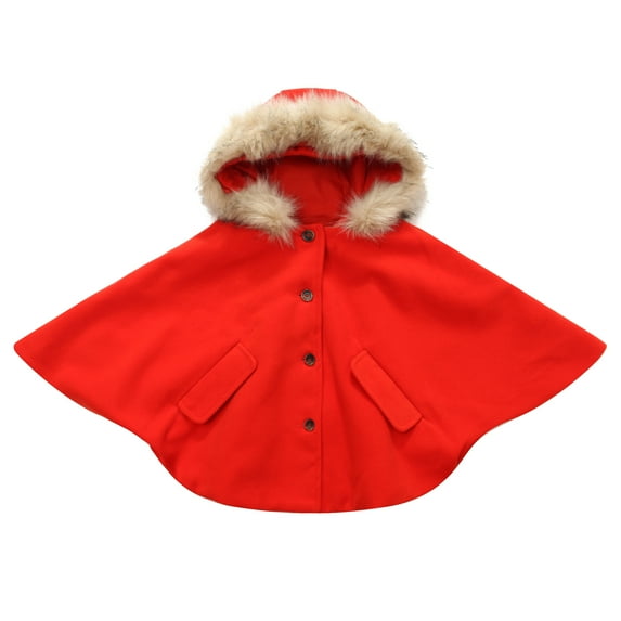 Richie House Girls Orange Button Placket Cape 10