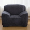 thumbnail image 2 of CJC Sofa Cover Plush Stretch 1 2 3 4 Seater Sofa Slipcover Chair Loveseat Couch Cover Furniture Protector Cover with 1 Pillowcase (1 Seater, Dark Gray), 2 of 12