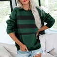 thumbnail image 2 of Busydd Sweatshirt for Women Trendy Striped Crewneck Sweatshirts Long Sleeve Fleece Fall Sweatshirt Loose Oversized Sweatshirt Pullover Tops with Pocket, 2 of 6