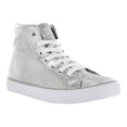 thumbnail image 1 of Gotta Flurt Girl's Disco II Hi Top Silver Sequin Dance Sneaker, size 2, 1 of 4