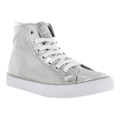 Gotta Flurt Girl's Disco II Hi Top Silver Sequin Dance Sneaker, size 2