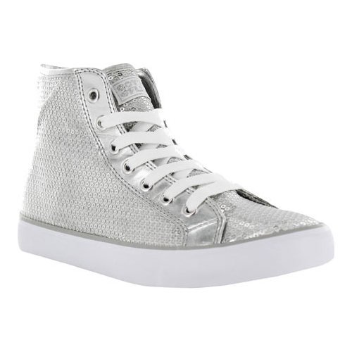 Gotta Flurt Girl's Disco II Hi Top Silver Sequin Dance Sneaker, size 2
