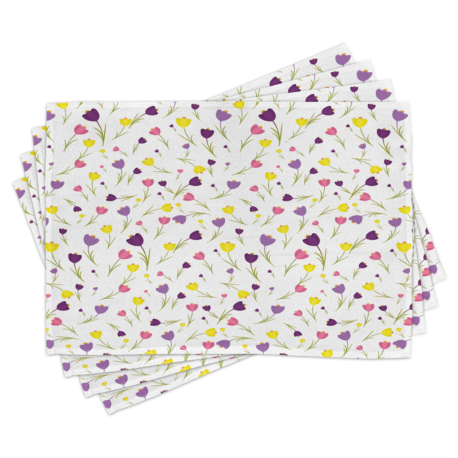 Ambesonne Floral Place Mats Set of 4, Tulips Spring Romantic, Standard ...