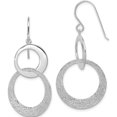 thumbnail image 1 of Sterling Silver Textured Polished Interlocking Circles Earrings (44 X 23) Made In China qe8869, 1 of 5