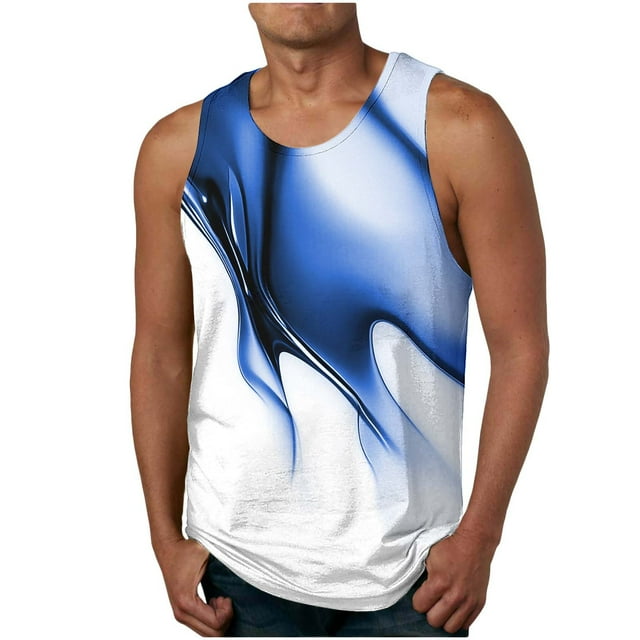 Styesk Tank Tops Men Men's Fitness Home Wear Pajamas Color Cotton Printing T-shirt Sports