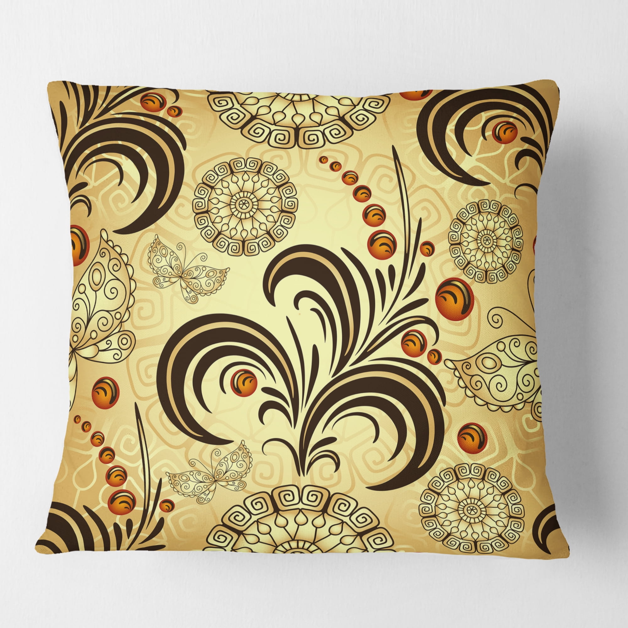 Designart Golden Luxury Pattern I' Mid-Century Modern Throw Pillow - 18x18