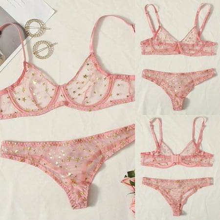 

Ykohkofe Sexy G-string Embroidery Lingerie Thong Steel Ring Bra Lingerie Sleepwear