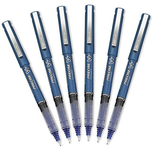 Pilot Precise V7 Stick Rolling Ball Pens, Fine Point, Blue Ink, 6 Pack