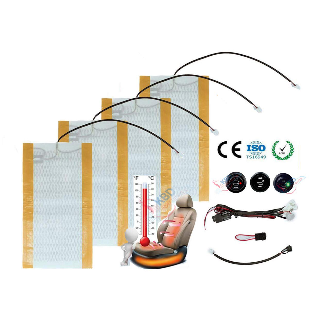 Universal plugin seat heater kit with high/low settings 2 seat