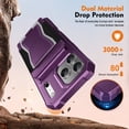 thumbnail image 6 of For iPhone 14 Phone Case,With Contractile Kickstand,Card Slots,Anti-Scratch PU Leather + TPU Hybrid Shockproof Heavy Duty Anti-fall Drop Protection,Tough Rugged Phone Case,Purple, 6 of 6