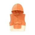 thumbnail image 3 of Feancey Toddler Boys Girls Cotton Vest Jacket Kids Half Zip Hooded Vest Coat Fall Winter Fashion Sleeveless Jackets Colorblock Casual Gilet Pocket Orange 3 Years, 3 of 6