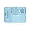 thumbnail image 2 of 5-in-1 Silicone Slow Feeder and Lick Mat for Dogs, Suction Cup Pet Feeding Tray with Water Bowl, 11.81x7.87 Inch Enrichment Mat for Meals, Bathing and Grooming(5-in-1-Blue), 2 of 9