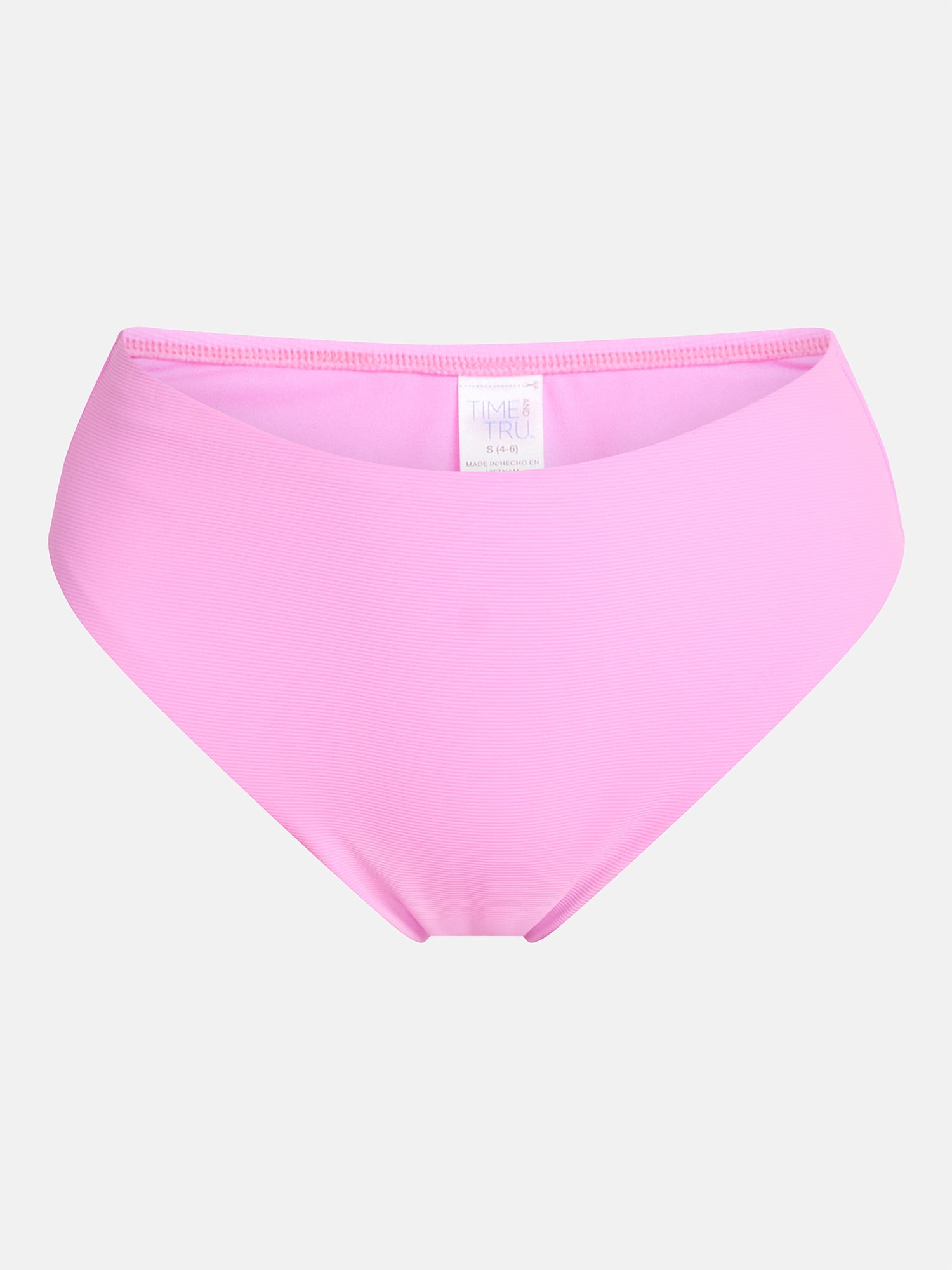 Time and Tru Women's and Women's Plus Ribbed Mid Rise Bikini Bottoms, Sizes XS-3X