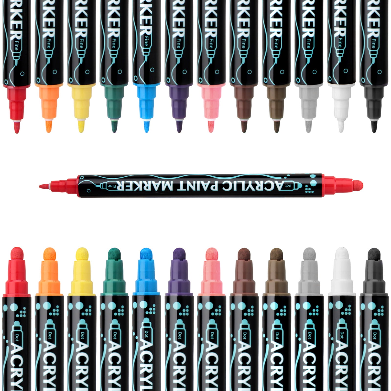Double Ended Acrylic Marker for Drawing Scrapbooking, 12/24/26/30 Colors Acrylic Paint Pen Quick Drying Water Resistant