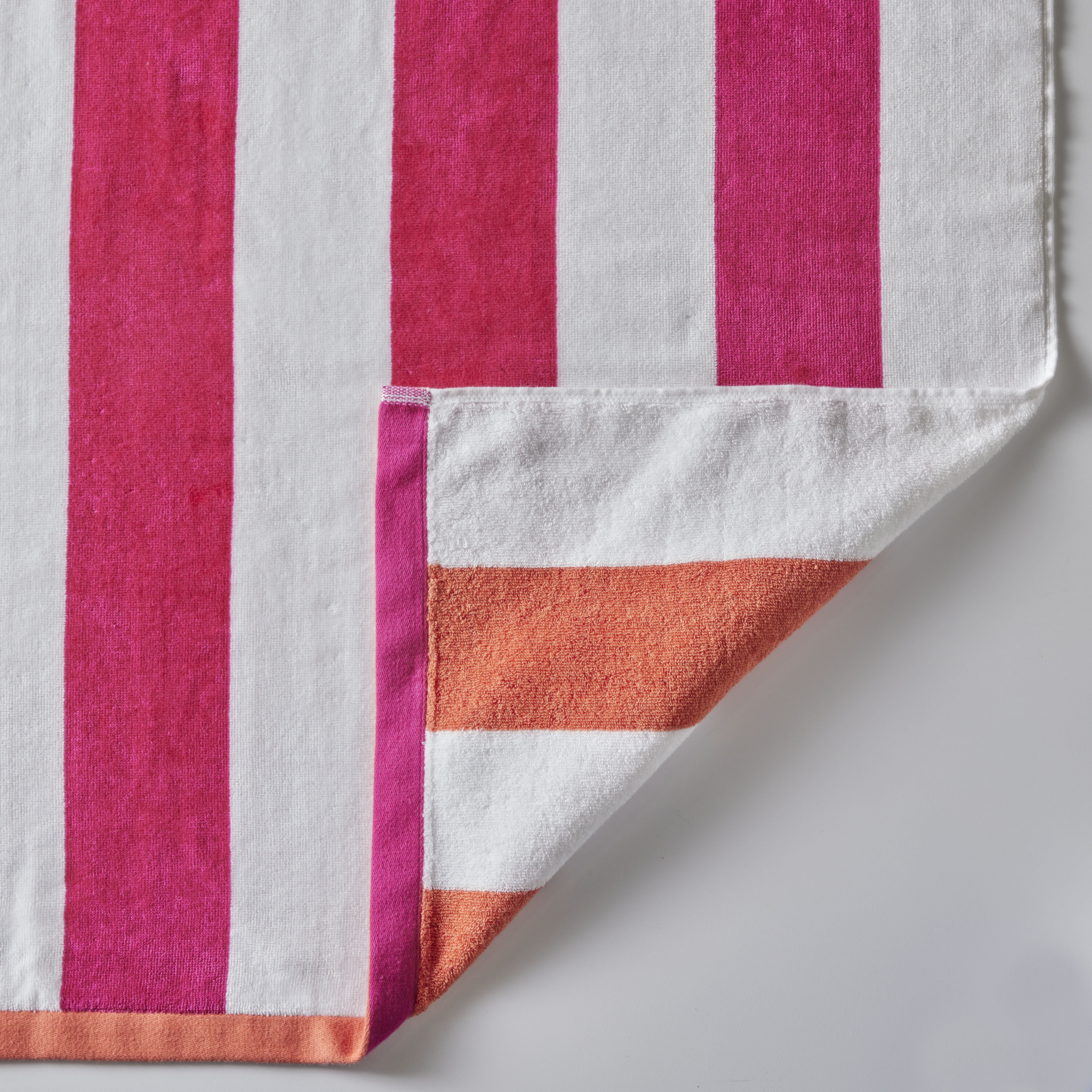 Better Homes & Gardens Oversized Reversible Cotton Blend Red & Orange Cabana Striped Beach Towel, 38” x 72"