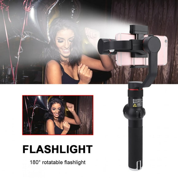 Dioche Smartphone Gimbal Stabilizer Holder, Single Hand Operation Telescopic Extension Rod, With 180° Rotatable Flashlight And Side Bottom 1/4 Inch Screw, Lightweight Handheld Camera Holder