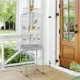 thumbnail image 4 of Alden Design 64" Large Rolling Metal Bird Cage with Open Top, Light Gray, 4 of 9