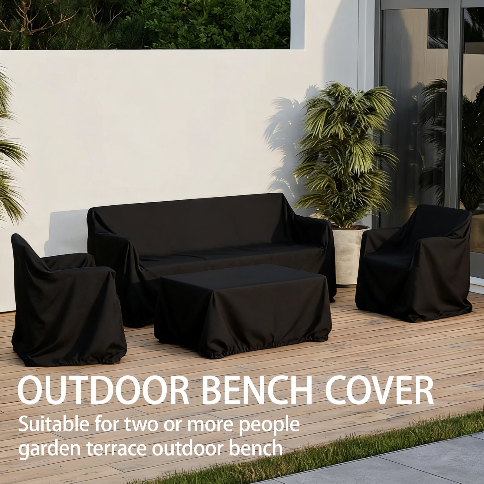 Outdoor Bench Cover Waterproof UV Protection Patio Bench Covers Heavy Duty Oxford Outdoor Furniture Covers for Garden Entryway Backless Sofa Chair Table