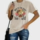 thumbnail image 3 of Camiseta de verano holgada y transpirable de manga corta para mujer en color arena con letras estampadas, 3 of 6