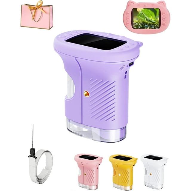 1000x Handheld Microscope, 2026 New Portable Pocket Mini Microscope,Digital Microscopes,Portable Digiscope,4k 2.0" Screen with Slides Kit 200-1000x Zoom,for Photos and Videos,Home School (Lavender)