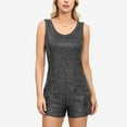thumbnail image 2 of Women's Sequin Tank Top Sleeveless Scoop Neck Sparkly Party Blouse - Small, Black and Silver, 2 of 6
