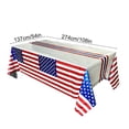 thumbnail image 3 of yulier 2 Pcs 4th of July Tablecloth, Patriotic American Flag Table Cloth, Plastic Disposable Rectangle Stars and Stripes Table Cover for Memorial Day Independence Day Decorations, 54" x 108", 3 of 6