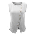 thumbnail image 6 of Camisole Tops For Women Casual White Cotton Linen Tank For Comfy Wear Sleeveless Crewneck Shirt Blouse Loose Fit Buttoned Decorative Vest Summer Tops For Women, 6 of 7