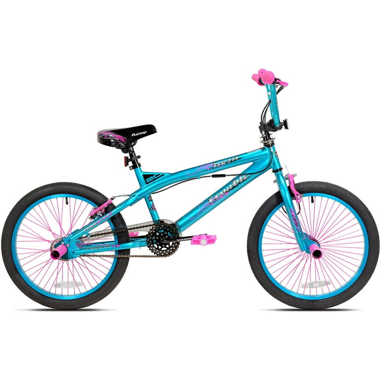 Kent 20 Girls Trouble BMX Bike Aqua and Pink Sturdy Steel Frame Adjustable Seat Front and Rear Pegs Walmart