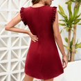 thumbnail image 5 of BLVB Women's Summer Ruffle Sleeve Mini Dress Crewneck Casual Mini Dresses Elegant Solid Color Tunic Dress, 5 of 5