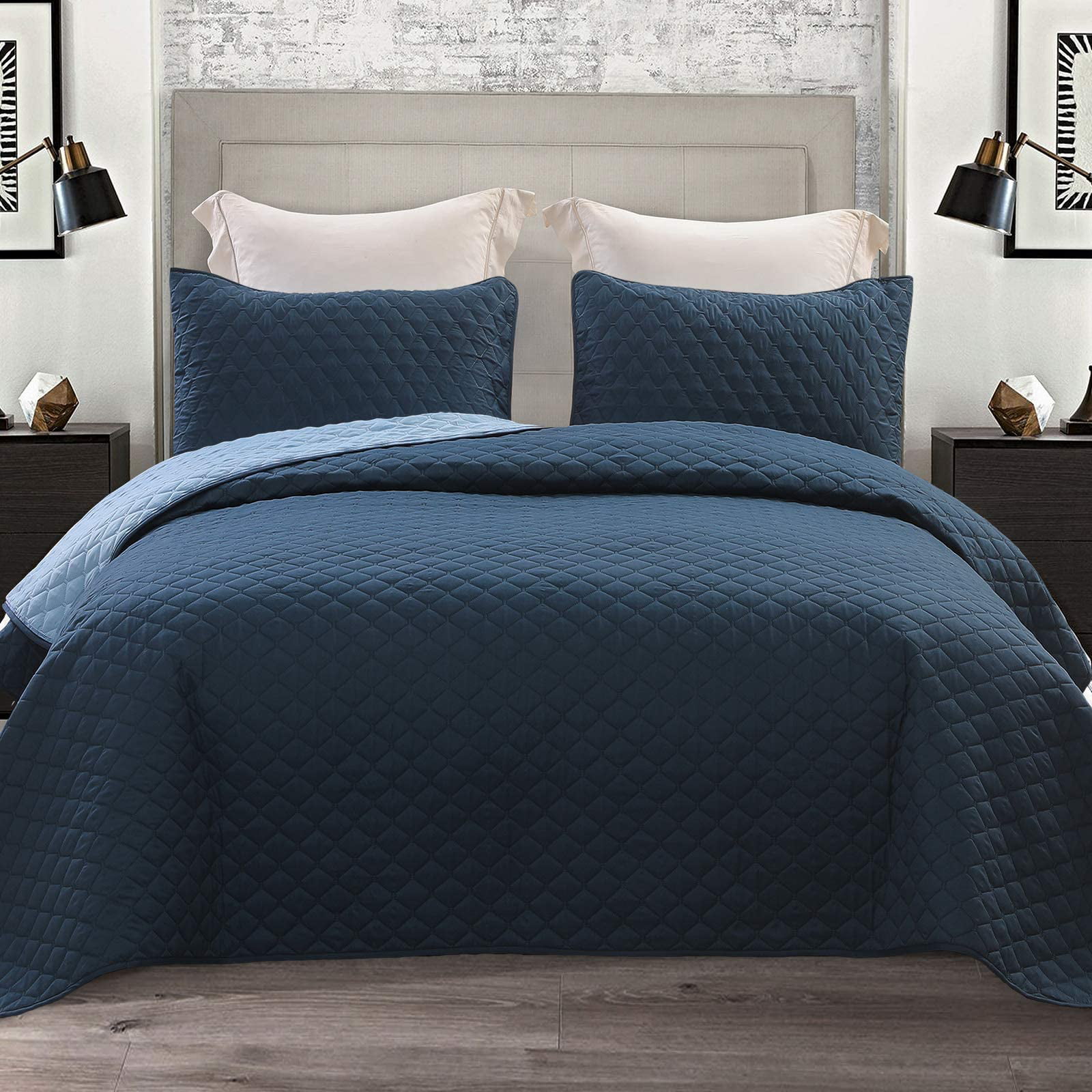 Textile Online Luxury 68 Pick Poly-Cotton Base Valance Sheet Navy Blue Double 