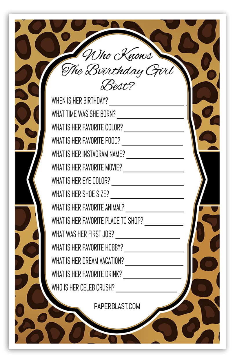 Set of 30 Birthday Party Game Kraft Texture Who Knows the Birthday Girl Best