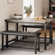 thumbnail image 1 of Historyli Juego de mesa de comedor para 4 personas,mesa de cocina con bancos,juego de mesa de comedor rectangular con 2 bancos tapizados,juego de mesa de comedor de 3 piezas para espacios pequeños, 1 of 7