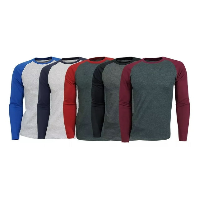 Paquete 5 Playeras Manga Larga Manga Ranglan Cuello Redondo