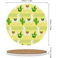 thumbnail image 3 of SKYSONIC Round Drink Coasters 6 Pcs Funny Llama and Cactus Absorbent Ceramic Coaster with Cork Base for Coffee Cups for Home Decor, 3 of 6