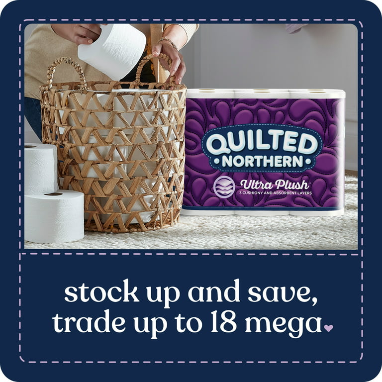 Quilted Northern Ultra Plush 3-ply Toilet Paper, Mega Rolls, 6 Count (Pack  of 1)