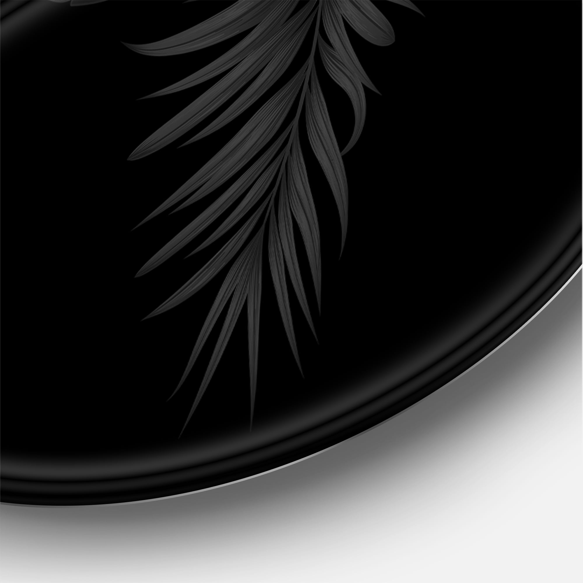 Designart 'Gold and Black Tropical Leaves IV' Modern Circle Metal Wall Art 36x36 - Disc of 36