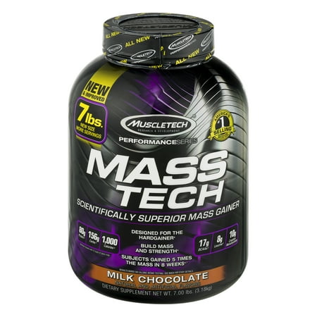 - Muscletech Mass Tech Gainer Protein Powder, Milk Chocolate, 60g Protein, 7 Lb