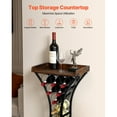 thumbnail image 4 of KFFKFF 15-Bottle Wine Rack, Freestanding Floor Stand with Glass Holder and Wooden Tabletop, Easy-to-Assemble Storage Solution for Home, Bar, Kitchen, Living Room, or Dining Room, Black, 4 of 9